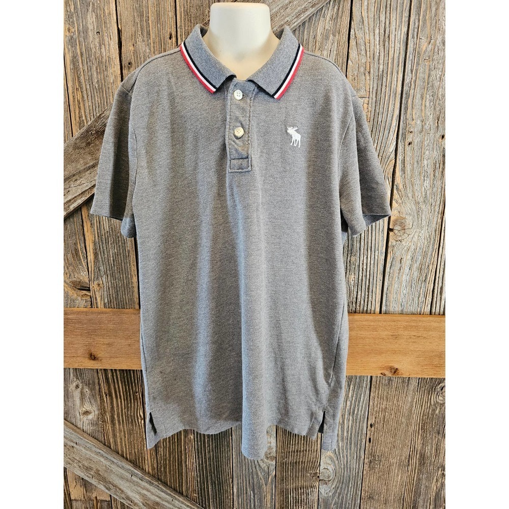Abercrombie kids grey polo size 13/14 large short sleeve #